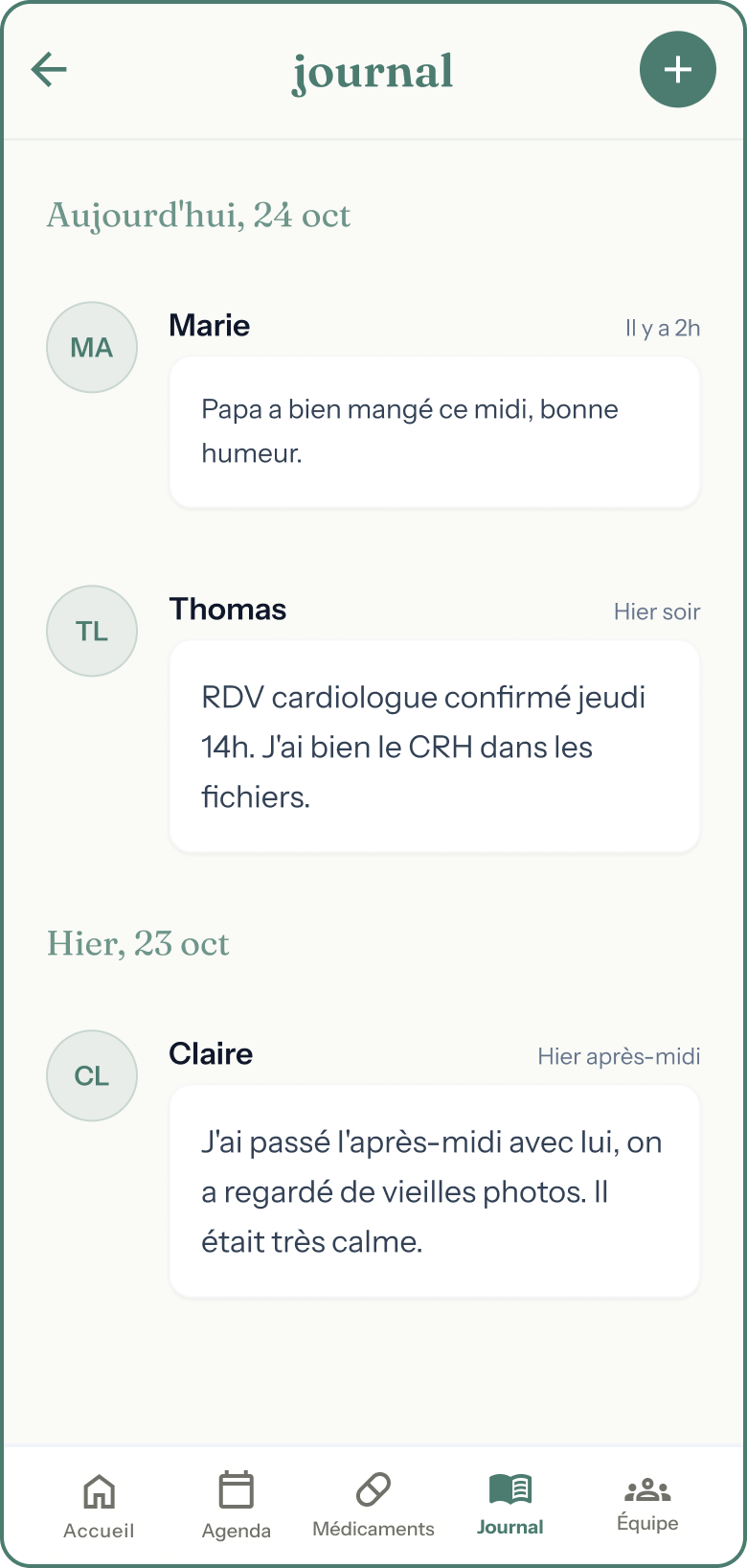 Avec — journal partagé entre aidants